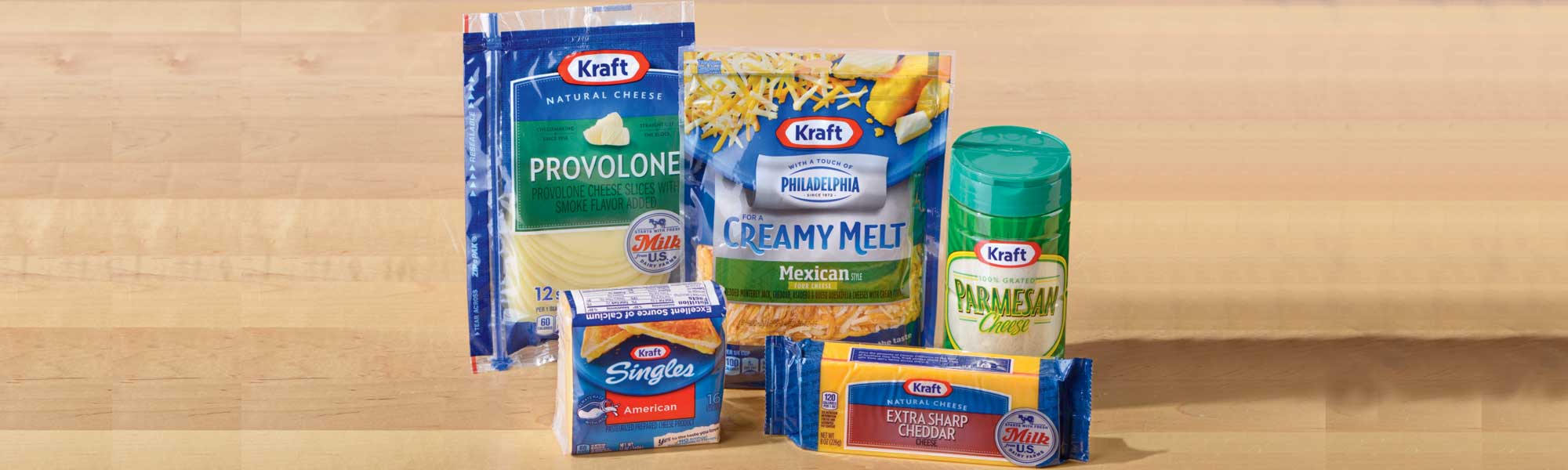 A selection of Kraft Cheese products